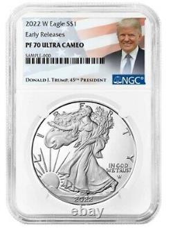 2022 W 1oz Silver Eagle Proof NGC PF70 UC Early Releases Trump Label In Stock