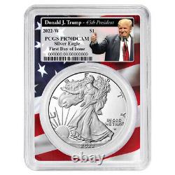 2022-W Proof $1 American Silver Eagle PCGS PR70DCAM FDOI Trump 45th President La