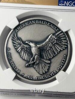 2023 1oz Silver Oglala Lakota Sioux Nation 1oz Bald Eagle Silver DollarNGC MS70
