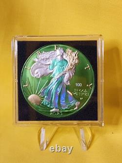 2023 AMERICAN SILVER EAGLE Space Metals IV 1 oz Green Silver Coin in Capsule