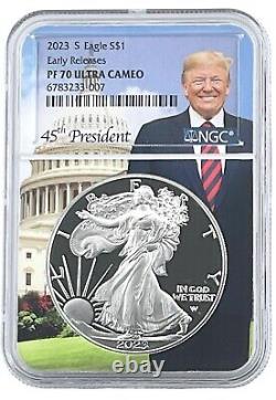 2023 S 1oz Silver Eagle Proof NGC PF70 UC Early Releases Trump Core LIVE