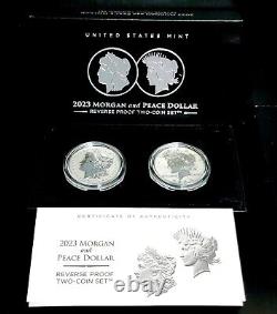 2023 S Morgan & Peace Silver Dollar $1 Reverse Proof 2 Coin Set With OGP