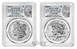 2023 S Reverse Proof $1 Morgan Peace Silver Dollar 2pc Set PCGS PF70 1st Strike