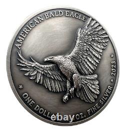 2023 Sioux Nation North American Bald Eagle UHR Antiqued 1 oz Silver Coin