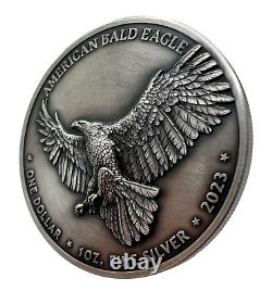 2023 Sioux Nation North American Bald Eagle UHR Antiqued 1 oz Silver Coin