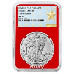2023 (W) $1 American Silver Eagle 3pc Set NGC MS70 ER West Point Star Label Red