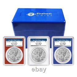 2023 (W) $1 American Silver Eagle 3pc Set PCGS MS70 FS West Point Label Red Whit
