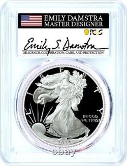 2023 W $1 Proof Silver Eagle PCGS PR70 DCAM First Strike Emily Damstra Signature
