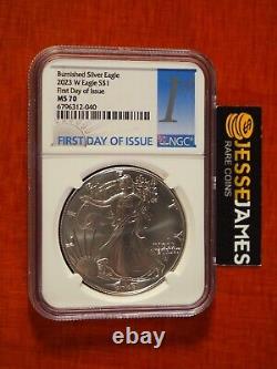 2023 W Burnished Silver Eagle Ngc Ms70 First Day Of Issue Fdi 1st Label