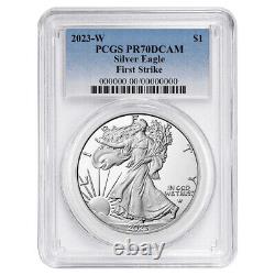 2023-W Proof $1 American Silver Eagle PCGS PR70DCAM FS Blue Label