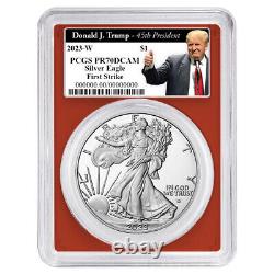 2023-W Proof $1 American Silver Eagle PCGS PR70DCAM FS Trump 45th President L