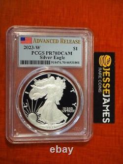 2023 W Proof Silver Eagle Pcgs Pr70 Dcam Advanced Release Flag Label