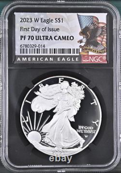 2023-w S$1 American Eagle 1oz Perfect Proof Ngc Pf70uc Ultra Cam Fdoi Top Pop