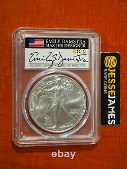 2023 (w) Silver Eagle Pcgs Ms70 Damstra Struck At West Point First Day Issue Fdi