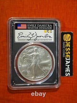 2023 (w) Silver Eagle Pcgs Ms70 Damstra Struck At West Point First Day Issue Fdi