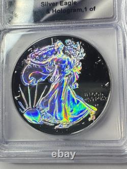 2024 $1American Silver Eagle 1 oz Hologram & Ruthenium Finish ICG 1/500