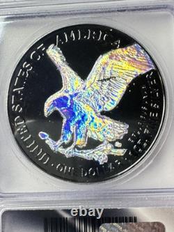 2024 $1American Silver Eagle 1 oz Hologram & Ruthenium Finish ICG 1/500