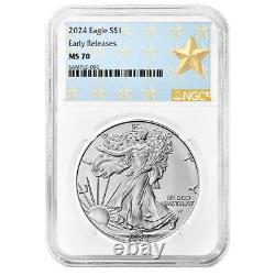 2024 $1 American Silver Eagle 3pc Set NGC MS70 ER West Point Star Label Red W