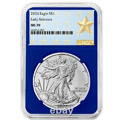 2024 $1 American Silver Eagle 3pc Set NGC MS70 ER West Point Star Label Red W