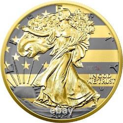 2024 1 Oz Silver $1 US FLAG GOLDEN RING EAGLE Colored Coin