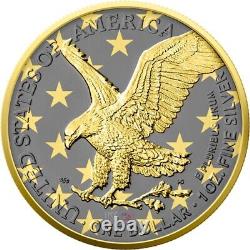 2024 1 Oz Silver $1 US FLAG GOLDEN RING EAGLE Colored Coin