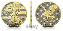 2024 1 Oz Silver $1 US FLAG GOLDEN RING EAGLE Colored Coin