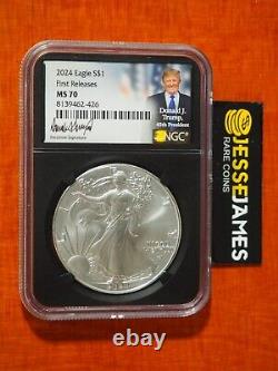 2024 $1 Silver Eagle Ngc Ms70 First Releases Donald Trump Facsimile Label
