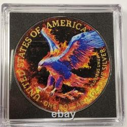 2024 1 oz. 999 Silver American Eagle Neon Flames 24K Gold Ruthenium SKU-F9926