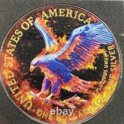 2024 1 oz. 999 Silver American Eagle Neon Flames 24K Gold Ruthenium SKU-F9926