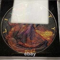 2024 1 oz. 999 Silver American Eagle Neon Flames 24K Gold Ruthenium SKU-F9926