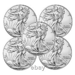 2024 1 oz American Silver Eagle Coin BU-Lot of 5 Coins