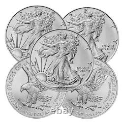 2024 1 oz American Silver Eagle Coin BU Lot of 5 Coins