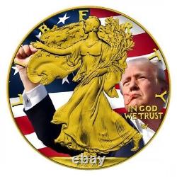 2024 1 oz American Silver Eagle Trump Survivor 24k Gold Gilded Colorized Coin