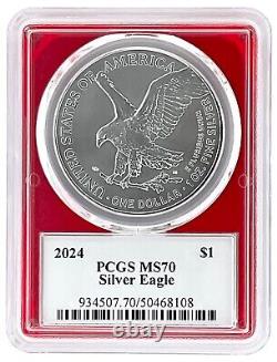 2024 1oz Silver American Eagle PCGS MS70 Red Frame Trump Label 10 Pack withCase