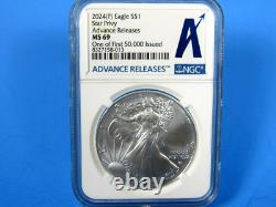 2024,2025 (P) Silver Eagles WithStar & Eagle Privies NGC Ms 69 First 50K Struck AR