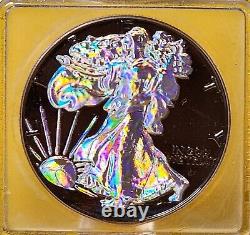 2024 American Silver Eagle 1 oz Hologram & Ruthenium Finish ICG BU Unc