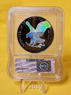 2024 American Silver Eagle 1 oz Hologram & Ruthenium Finish ICG BU Unc