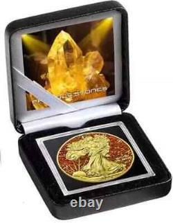 2024 American Silver Eagle 1 oz Silver Precious Gemstones Imperial Orange Topaz