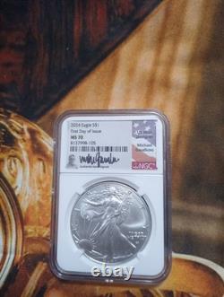 2024 American Silver Eagle Ngc Ms70 Fdoi Michael Gaudioso Signed Ea133