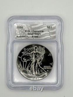 2024 BLACK RUTHENIUM 1 Oz 999 Silver American Eagle Coin Limited 500