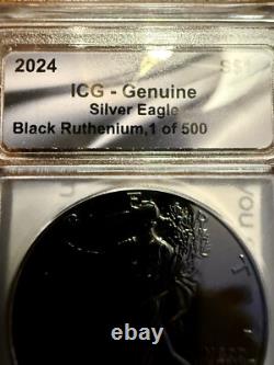 2024 ICG American Silver Eagle Black Ruthenium Edition. 1 oz Silver 1 of 500
