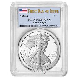 2024-S $1 1-oz Proof American Silver Eagle PCGS PR70DCAM FDOI Flag Label