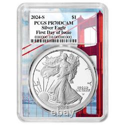 2024-S Proof $1 American Silver Eagle PCGS PR70DCAM FDOI Golden Gate Bridge F
