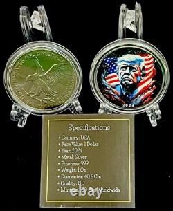 2024? Trump WaitingColorized. 999 Silver/Black Ruthenium American Eagle COA/100