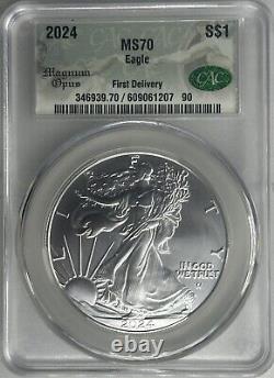 2024 US American Silver Eagle 1 oz CAC MS 70- Magnum Opus Label- 1st Delivery