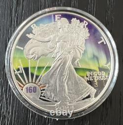 2024 U. S. Eagle Chromatics Solar Storms Edition 1 oz Silver Coin withCOA #160