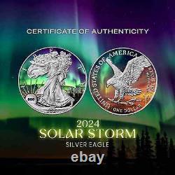 2024 U. S. Eagle Chromatics Solar Storms Edition 1 oz Silver Coin withCOA #160