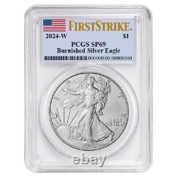 2024-W $1 1-oz Burnished American Silver Eagle PCGS SP69 FS Flag Label