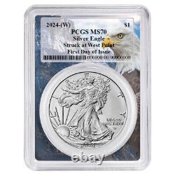 2024 (W) $1 American Silver Eagle PCGS MS70 FDOI Eagle Frame