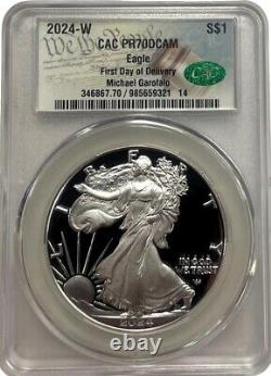 2024 W $1 Proof Silver Eagle CAC PR70 DCAM First Day of Delivery Garofalo Signed